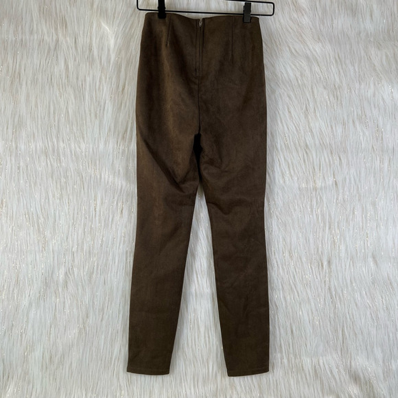 BlankNYC Womens Pants Brown Mid Rise Back Zipper Stretch Faux Suede 25 - Picture 3 of 12